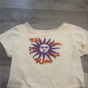 PS/LA Cream Tee with Purple Graphic